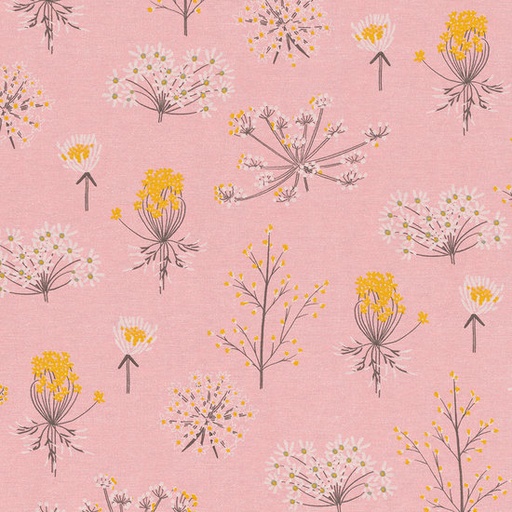 Canvas ottoman - grote bloemen op roze