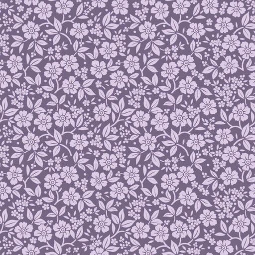 Katoen - Mille fleurs paars