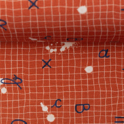 Jersey - Schoolschrift roest op raster