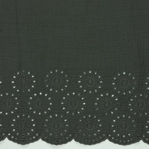 Tetradoek - broderie boord grijs 002