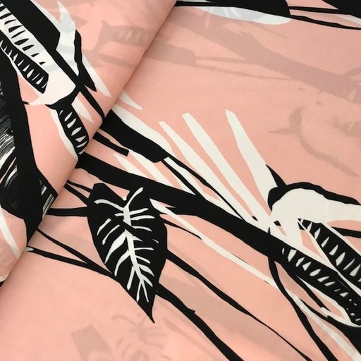 [-] Viscose - Zwarte stengel op lichtroze