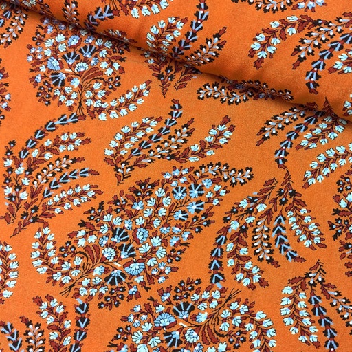[-] Viscose - Oker met bloemen in blad LMV