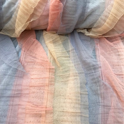 [-] Plisse tulle - pastel lila geel roze