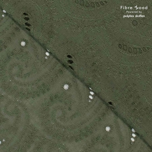 Katoen - Fibremood broderie legergroen