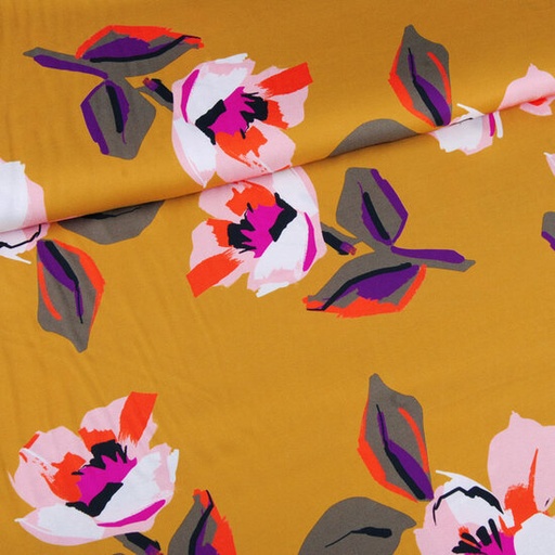 Viscose - geel met bloem