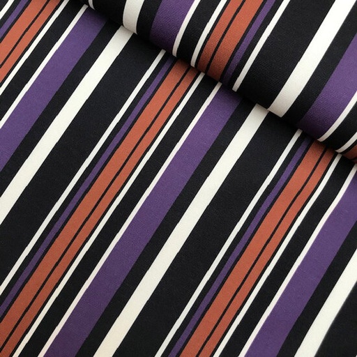 [-] Damesstof - Paarse strepen met roest