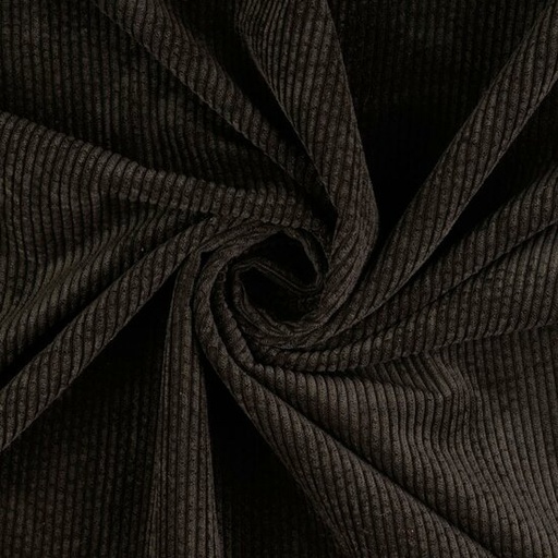 [-] Ribfluweel - Dikke ribbel soepel zwart