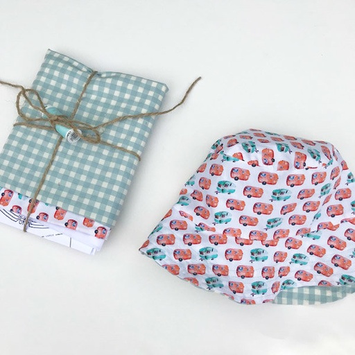 Stoffenpakket - zonnehoed vichy blauw