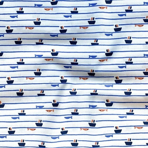 Katoen - grafisch bootje op lijnen