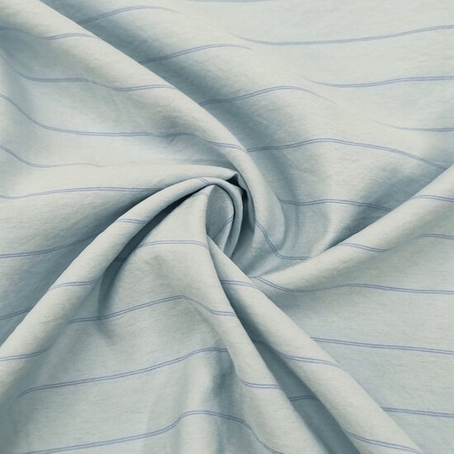 [-] Katoen - Maan lichtblauw met duostreepje