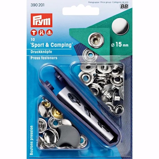 Prym BB - drukknopen sport & camping 15mm - zilver