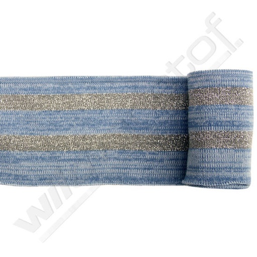 [-] Glitter boord strepen - Jeans mêlée en zilver