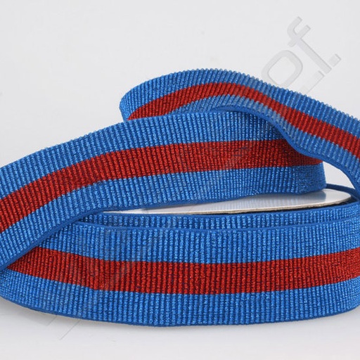 Elastiek - strepen blauw - rood