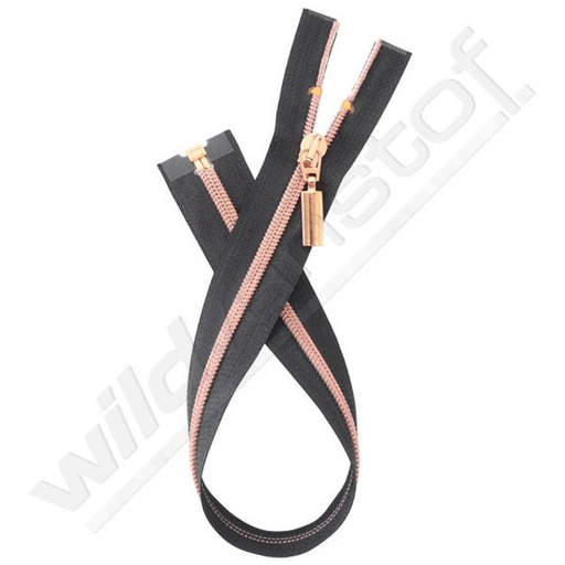 Rits spiraal deelbaar 40cm - zwart-koper