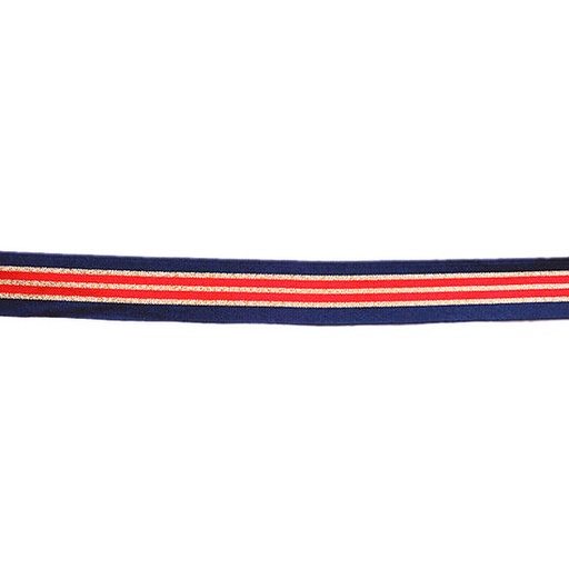[-] Sierlint 30mm - donjkerblauw met rood en goud lijnenspel