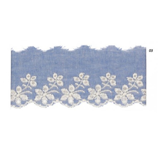 Broderie jeansblauw 50mm - bloemen