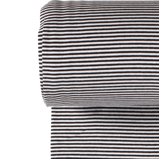 Boordstof - zwart - wit fijn gestreept