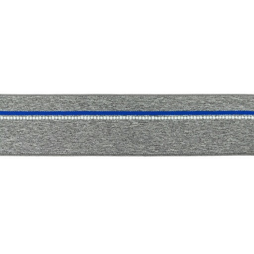 Elastiek 40mm - grijs melange met wit - blauw boordje