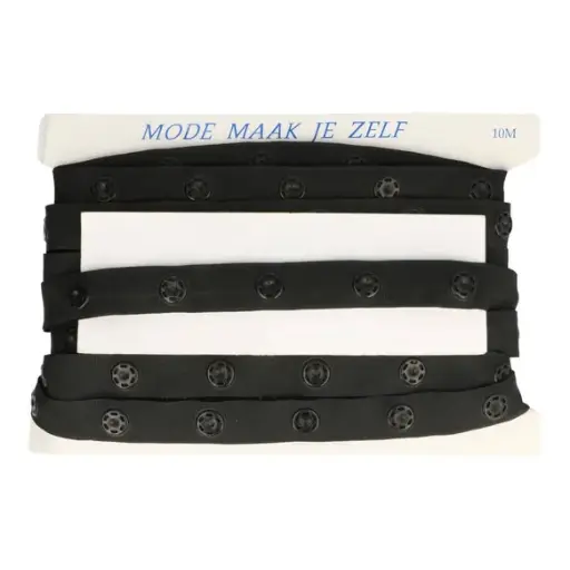 Drukknopen band 25mm - zwart