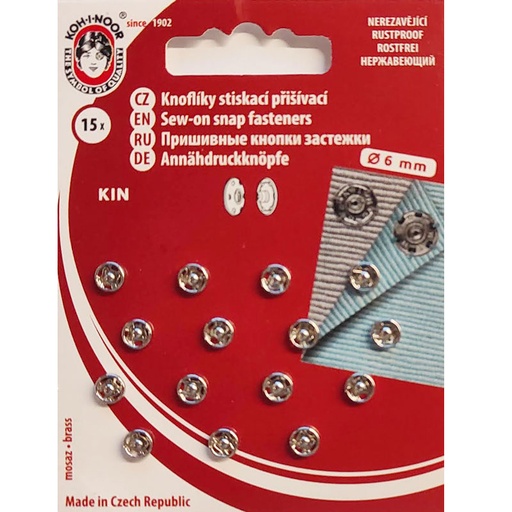 Manteldrukkers 6mm - nikkel (15st)