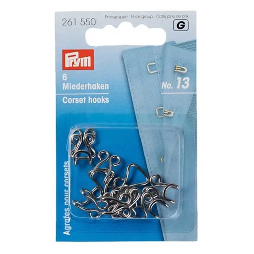 Prym G - haak- en oog sluiting n13 zilver