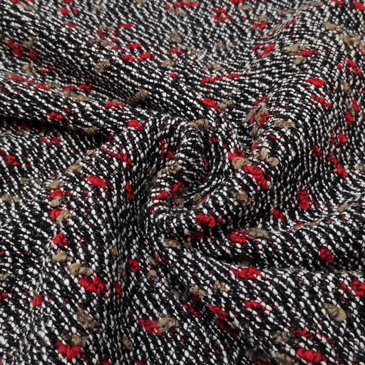 Damesstof - Rood beige met knopjes