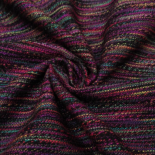 Jacquard - Geweven fuchsia zwart lijnen