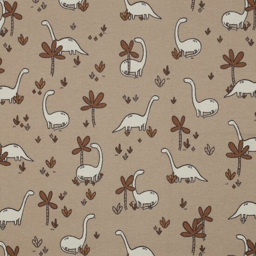 Flanel - ecru dino's op beige
