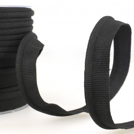 Paspelband - dik keper zwart 14