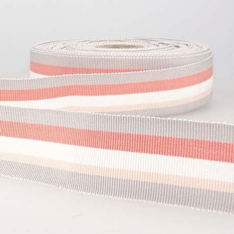 Ribslint katoen 35mm - multistreep roze