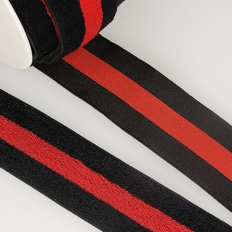 Elastiek omkeerbaar 45mm - strepen rood-zwart