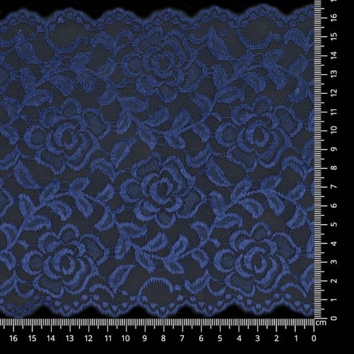 Stretchkant 160mm - bloemen serie 1 staalblauw 210