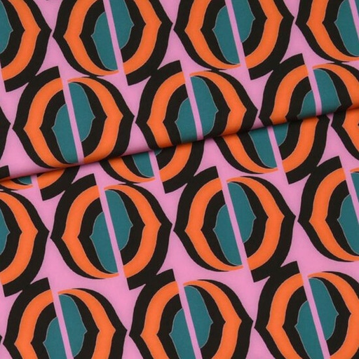 Damesstof - Roze met oranje accolade