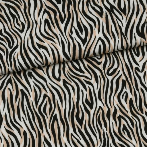 Damesstof - Luipaard zwart mokka op ecru