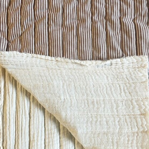 Matelasse gauze - Fijn streepje rioestbruin ecru