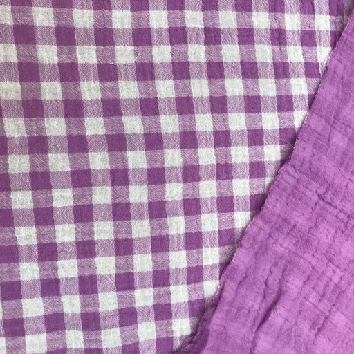 Double gauze - Paarse vichy