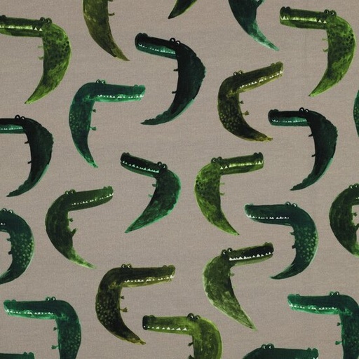 French terry - Krokodiel digitaal beige