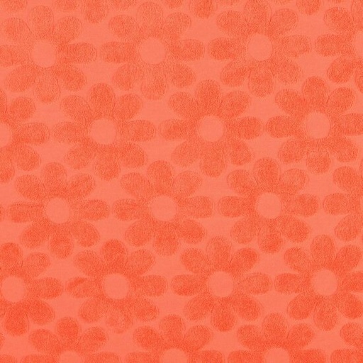 Stretch badstof - Oranje met bloem 