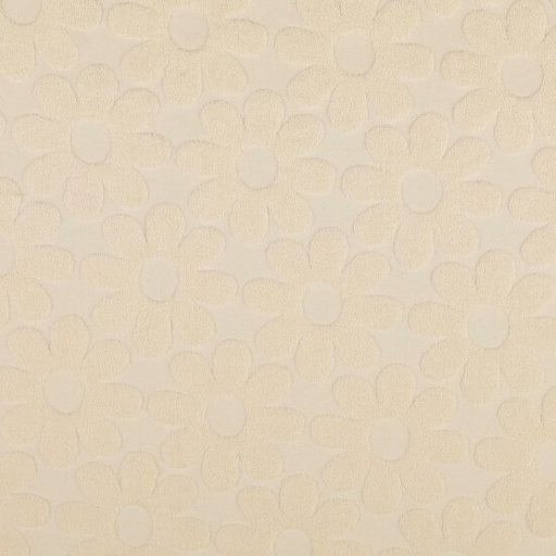 Stretch badstof - Ecru met bloem 