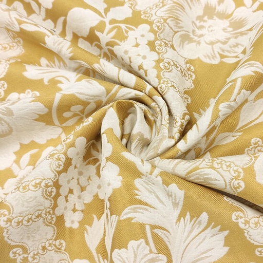 Jacquard - Geelgoud met bloemen