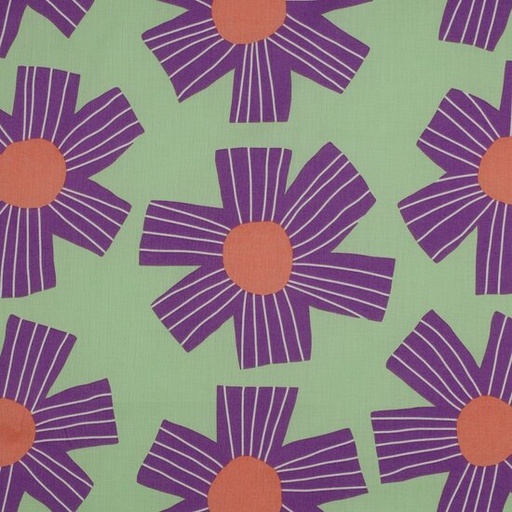 Katoen voile - nerida sunny days op paars groen