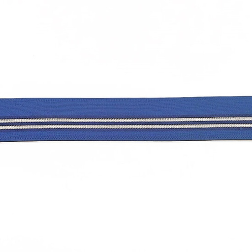 Elastiek 40 mm - Blauw met 2 ecru lijnen 