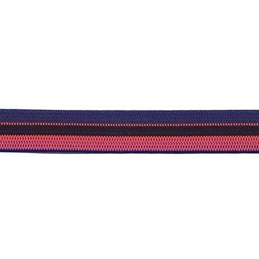 Elastiek 30 mm - Roze oraje blauw streep