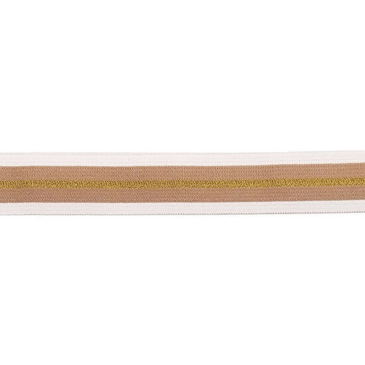 Elastiek 40 mm - Wit beige en gouden middenlijn