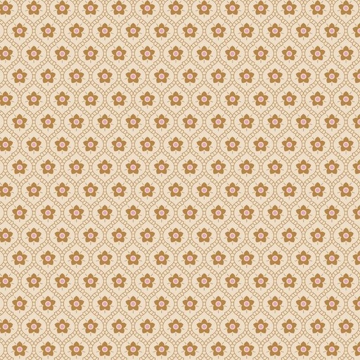 Katoen - Gotisch bloemenpatroon oker