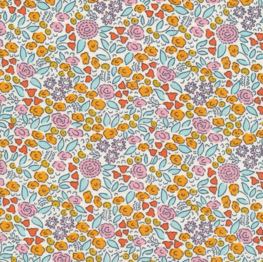 Katoen - Good vibrations mini flowers orange