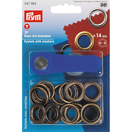 Prym DD - ringen met schijven 14mm messing