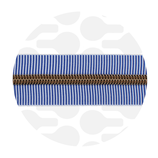 Rits spiraal 100cm - Blauw gestreept met messing