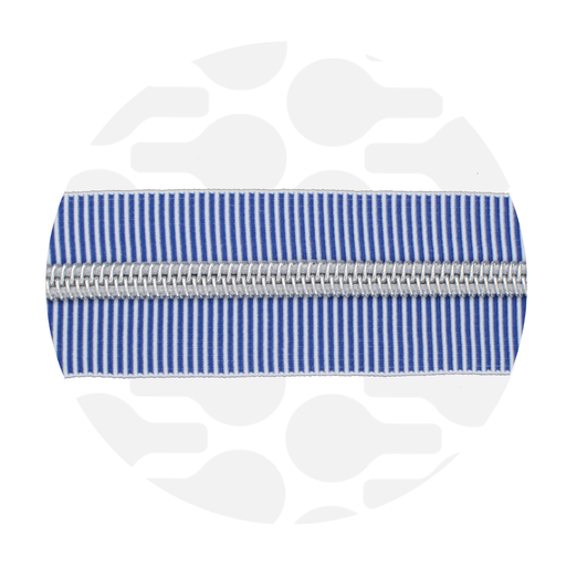 Rits spiraal 100cm - Blauw gestreept met zilver