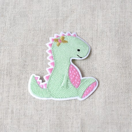 Applicatie - Dino roze-groen